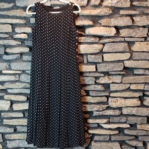 Women's Talbots petite polka dots sleeveless long dress sz 6